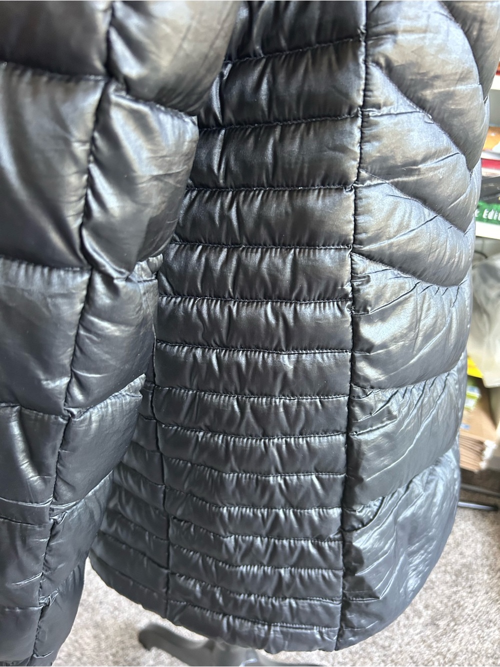 a.n.a Packable Premium Down Black Long Jacket size Large - Picture 4 of 10